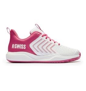 K-Swiss Women's Ultrashot Light Pickleball Tennis Shoe - Lightweight Court Shoes Lateral Movement Stable Support, White/Red 7.5 M