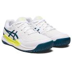 ASICS Kid's Gel-Resolution 9 Grade School Tennis Shoes, 2, White/RESTFUL Teal