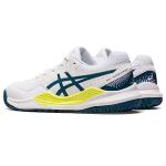 ASICS Kid's Gel-Resolution 9 Grade School Tennis Shoes, 2, White/RESTFUL Teal