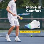 FitVille Men‘s Wide Pickleball Shoes All Court Tennis Shoes with Arch Support for Plantar Fasciitis (White, 10 Wide)