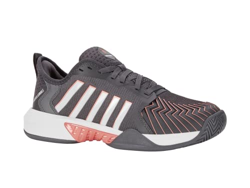K-Swiss Women's Pickleball Supreme Shoe, Asphalt/White/Peach Amber, 9.5 M