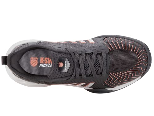 K-Swiss Women's Pickleball Supreme Shoe, Asphalt/White/Peach Amber, 9.5 M