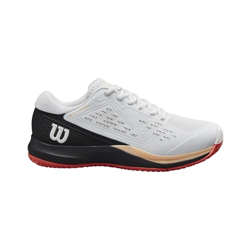 WILSON Women's Rush Pro Ace Pickler Sneaker, White/Black/Living Coral, 10