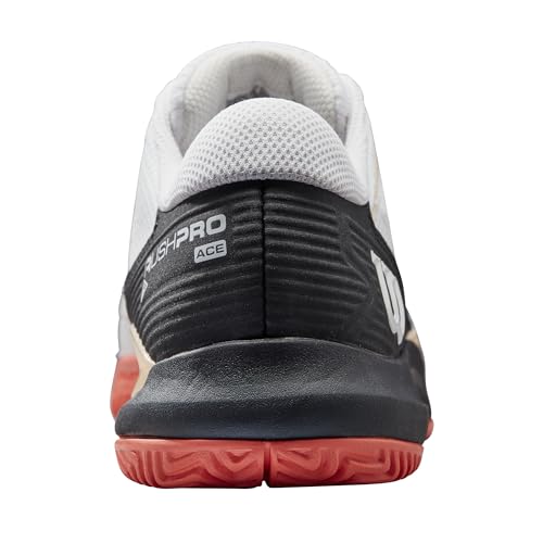 WILSON Women's Rush Pro Ace Pickler Sneaker, White/Black/Living Coral, 10