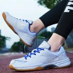 Hiuzylqx Mens Tennis Shoes Breathable Badminton Sneakers Non-Slip for Squash Pickleball Volleyball Athletic Youth, Big Kids,White Blue,12