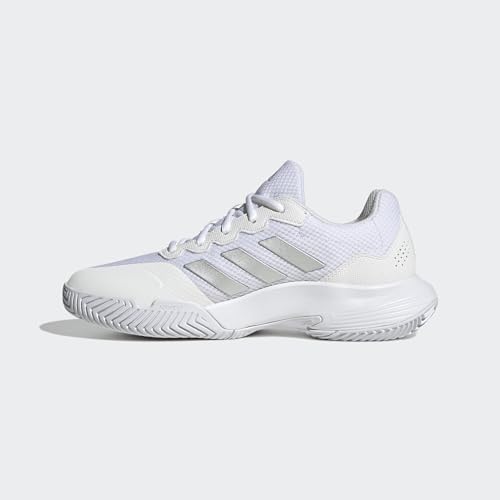 adidas Women's GameCourt 2 Sneaker, White/Silver Metallic/White, 9