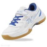 cungel Kids Volleyball Tennis Pickleball Badminton Shoes, Boys Girls Indoor Court Tennis Shoes, Hook & Loop Strap Athletic Sneakers for Little Kid/Big Kid White Blue