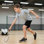 cungel Kids Volleyball Tennis Pickleball Badminton Shoes, Boys Girls Indoor Court Tennis Shoes, Hook & Loop Strap Athletic Sneakers for Little Kid/Big Kid Black