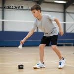 cungel Kids Volleyball Tennis Pickleball Badminton Shoes, Boys Girls Indoor Court Tennis Shoes, Hook & Loop Strap Athletic Sneakers for Little Kid/Big Kid White Blue