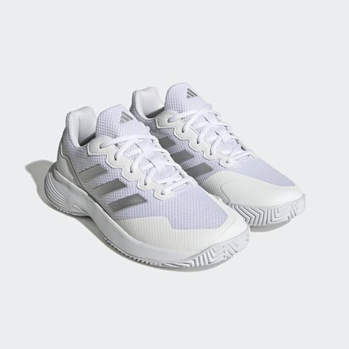 adidas Women's GameCourt 2 Sneaker, White/Silver Metallic/White, 9