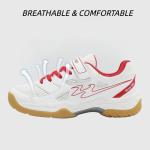 cungel Kids Volleyball Tennis Pickleball Badminton Shoes, Boys Girls Indoor Court Tennis Shoes, Hook & Loop Strap Athletic Sneakers for Little Kid/Big Kid White Red