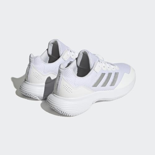 adidas Women's GameCourt 2 Sneaker, White/Silver Metallic/White, 9