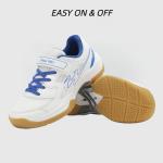 cungel Kids Volleyball Tennis Pickleball Badminton Shoes, Boys Girls Indoor Court Tennis Shoes, Hook & Loop Strap Athletic Sneakers for Little Kid/Big Kid White Blue