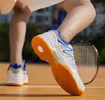 CHUUMEE Men's Lightweight Sneakers Fashion Indoor Sport Shoes for Pickleball, Badminton, Table Tennis, Volleyball (White/Blue,8.5)