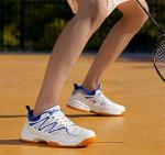 CHUUMEE Men's Lightweight Sneakers Fashion Indoor Sport Shoes for Pickleball, Badminton, Table Tennis, Volleyball (White/Blue,8.5)