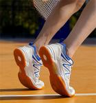 CHUUMEE Men's Lightweight Sneakers Fashion Indoor Sport Shoes for Pickleball, Badminton, Table Tennis, Volleyball (White/Blue,8.5)