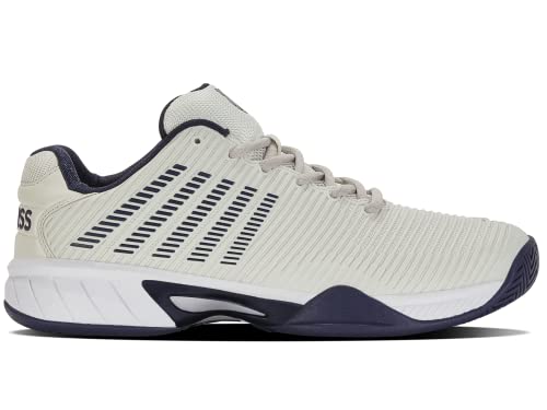 K-Swiss Kid's Hypercourt Express 2 Tennis Shoe, Gray/White/Peacoat, 4 M Big Kid