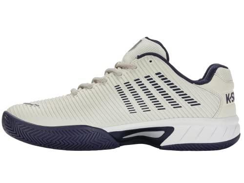 K-Swiss Kid's Hypercourt Express 2 Tennis Shoe, Gray/White/Peacoat, 4 M Big Kid
