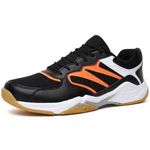 Hiuzylqx Indoor Court Shoes Mens for Tennis, Non Slip Comfort Lightweight Badminton Table Tennis Sneakers for Volleyball Pickleball Women Boys and Girls,Black,7