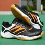 Hiuzylqx Indoor Court Shoes Mens for Tennis, Non Slip Comfort Lightweight Badminton Table Tennis Sneakers for Volleyball Pickleball Women Boys and Girls,Black,7