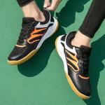 Hiuzylqx Indoor Court Shoes Mens for Tennis, Non Slip Comfort Lightweight Badminton Table Tennis Sneakers for Volleyball Pickleball Women Boys and Girls,Black,7