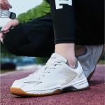 Hiuzylqx Mens Tennis Shoes Breathable Badminton Sneakers Non-Slip for Squash Pickleball Volleyball Athletic Youth, Big Kids,White,5