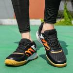 Hiuzylqx Indoor Court Shoes Mens for Tennis, Non Slip Comfort Lightweight Badminton Table Tennis Sneakers for Volleyball Pickleball Women Boys and Girls,Black,7