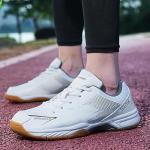 Hiuzylqx Mens Tennis Shoes Breathable Badminton Sneakers Non-Slip for Squash Pickleball Volleyball Athletic Youth, Big Kids,White,5