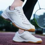 Hiuzylqx Mens Tennis Shoes Breathable Badminton Sneakers Non-Slip for Squash Pickleball Volleyball Athletic Youth, Big Kids,White,5