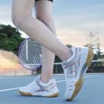 Hiuzylqx Indoor Court Shoes for Tennis, Badminton Table Tennis Volleyball Pickleball Lightweight Racketball Squash Outdoor for Men Women,Boys Girls,White red,9