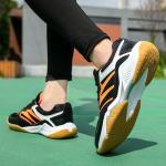 Hiuzylqx Indoor Court Shoes Mens for Tennis, Non Slip Comfort Lightweight Badminton Table Tennis Sneakers for Volleyball Pickleball Women Boys and Girls,Black,7
