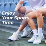 FitVille Men‘s Wide Pickleball Shoes All Court Tennis Shoes with Arch Support for Plantar Fasciitis (White, 10.5 Wide)