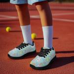 Pointodoor Pickleball Floral Print Shoes for Girls Kids Non-Slip Athletic Sport Trainer Breathable Lightweight Tennis Running Shoes Holiday Vacation Outfit