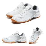Hiuzylqx Mens Tennis Shoes Breathable Badminton Sneakers Non-Slip for Squash Pickleball Volleyball Athletic Youth, Big Kids,White,4