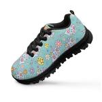 Pointodoor Pickleball Floral Print Shoes for Girls Kids Non-Slip Athletic Sport Trainer Breathable Lightweight Tennis Running Shoes Holiday Vacation Outfit