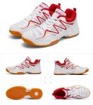 CHUUMEE Men's Lightweight Sneakers Fashion Indoor Sport Shoes for Pickleball, Badminton, Table Tennis, Volleyball (White/Red,8.5)