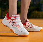 CHUUMEE Men's Lightweight Sneakers Fashion Indoor Sport Shoes for Pickleball, Badminton, Table Tennis, Volleyball (White/Red,8.5)