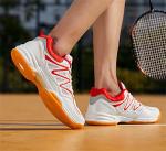 CHUUMEE Men's Lightweight Sneakers Fashion Indoor Sport Shoes for Pickleball, Badminton, Table Tennis, Volleyball (White/Red,8.5)