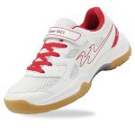 cungel Kids Volleyball Tennis Pickleball Badminton Shoes, Boys Girls Indoor Court Tennis Shoes, Hook & Loop Strap Athletic Sneakers for Little Kid/Big Kid White Red