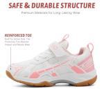 Ozefiad Boys Girls Badminton Shoes Kids Court Tennis Shoes Pickleball Racket Sneakers for Child Comfort Non Marking Anti-Slip Sport Squash Shoes (Little Kids/Big Kids) White Pink