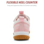 Ozefiad Boys Girls Badminton Shoes Kids Court Tennis Shoes Pickleball Racket Sneakers for Child Comfort Non Marking Anti-Slip Sport Squash Shoes (Little Kids/Big Kids) White Pink