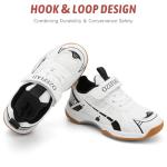 Ozefiad Boys Girls Badminton Shoes Kids Court Tennis Shoes Pickleball Racket Sneakers for Child Comfort Non Marking Anti-Slip Sport Squash Shoes (Little Kids/Big Kids) White Black