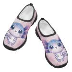 Ctsgobvahy Girl's Tennis Sneaker, Kids Easy-to-Put-On Low-Top Shoes, Cute Axolotl Children's Lightweight Non-Slip Elastic Playing Shoes Suitable for Running, Pickleball, and Baseball