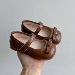 Girls Mary Jane Shoes School Uniform Flats Dress Shoes Church (Little/Big Kids) Easy On PU Ballet Flat Shoe Brown