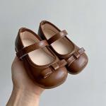 Girls Mary Jane Shoes School Uniform Flats Dress Shoes Church (Little/Big Kids) Easy On PU Ballet Flat Shoe Brown