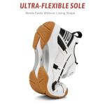 Ozefiad Boys Girls Badminton Shoes Kids Court Tennis Shoes Pickleball Racket Sneakers for Child Comfort Non Marking Anti-Slip Sport Squash Shoes (Little Kids/Big Kids) White Black