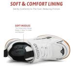 Ozefiad Boys Girls Badminton Shoes Kids Court Tennis Shoes Pickleball Racket Sneakers for Child Comfort Non Marking Anti-Slip Sport Squash Shoes (Little Kids/Big Kids) White Black