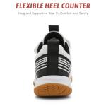 Ozefiad Boys Girls Badminton Shoes Kids Court Tennis Shoes Pickleball Racket Sneakers for Child Comfort Non Marking Anti-Slip Sport Squash Shoes (Little Kids/Big Kids) White Black