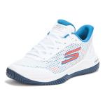 Skechers Men's Viper Court Pro Pickleball Sneaker, White/Turquoise, 10
