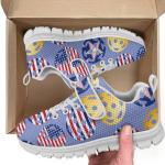 Ctsgobvahy Kids Cartoon Sneaker for Boys Girls, American Flag Pickleball Lightweight Breathable Mesh Sneaker Wear Resistant Children's Tennis Shoes with Non-Slip White Sole